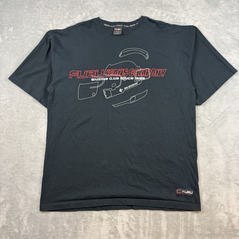 Vintage Y2K FUBU Jeans Company Motorsport T-Shirt Men’s XL Black Graphic Tee